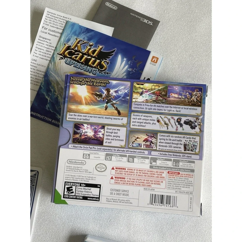 Kid Icarus: Uprising Nintendo 3DS Big Box Game Cartridge Manual No Stand 2012